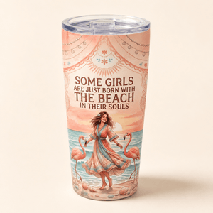 Beach Soul 20oz Stainless Steel Tumbler | Flamingo Beach Lover Travel Cup - FlamingoAholic
