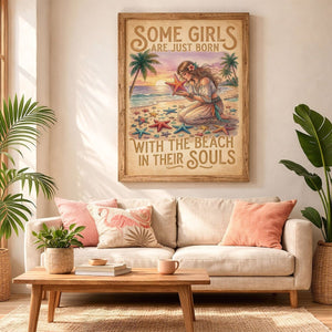 Beach Soul Girl Poster – Tropical Sunset Coastal Wall Art - FlamingoAholic
