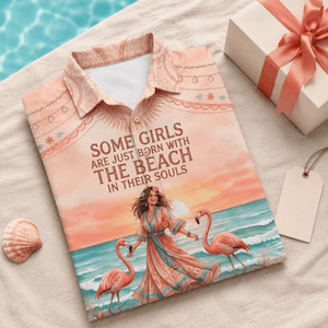 Beach Soul Hawaiian Shirt for Women, Flamingo Tropical Button Up Shirt, Coastal Beach Vacation Shirt, Women's Summer Aloha Shirt - FlamingoAholic
