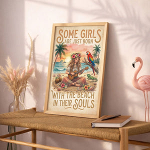 Beach Soul Music Poster – Tropical Ukulele Sunset Wall Art - FlamingoAholic