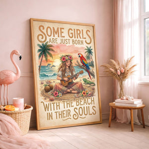 Beach Soul Music Poster – Tropical Ukulele Sunset Wall Art - FlamingoAholic