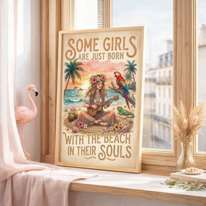 Beach Soul Music Poster – Tropical Ukulele Sunset Wall Art - FlamingoAholic
