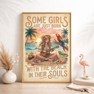 Beach Soul Music Poster – Tropical Ukulele Sunset Wall Art - FlamingoAholic