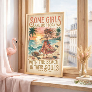 Beach Soul Turtle Poster – Tropical Sunset Coastal Wall Art - FlamingoAholic