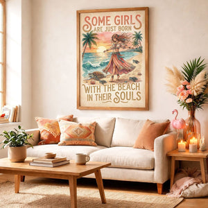 Beach Soul Turtle Poster – Tropical Sunset Coastal Wall Art - FlamingoAholic