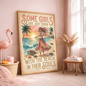 Beach Soul Turtle Poster – Tropical Sunset Coastal Wall Art - FlamingoAholic