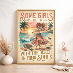 Beach Soul Turtle Poster – Tropical Sunset Coastal Wall Art - FlamingoAholic