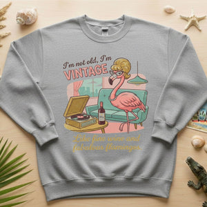 Fabulous Retro Flamingo Vintage T-Shirt - Funny Grandma Wine & Age Gift - FlamingoAholic