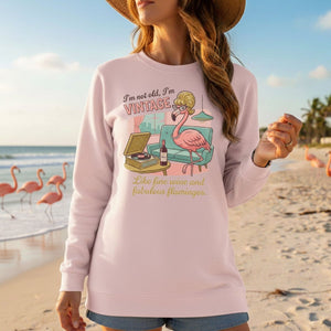Fabulous Retro Flamingo Vintage T-Shirt - Funny Grandma Wine & Age Gift - FlamingoAholic