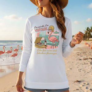 Fabulous Retro Flamingo Vintage T-Shirt - Funny Grandma Wine & Age Gift - FlamingoAholic