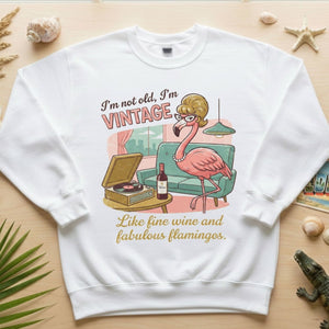 Fabulous Retro Flamingo Vintage T-Shirt - Funny Grandma Wine & Age Gift - FlamingoAholic