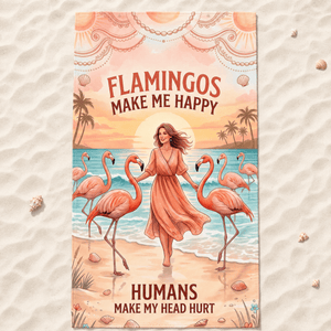 Flamingo Beach Towel for Women, Tropical Pink Flamingo Towel, Funny Beach Lover Gift, Coastal Summer Pool Towel - FlamingoAholic