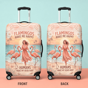 Flamingo Luggage Cover, Tropical Suitcase Cover for Women, Pink Flamingo Travel Accessory, Funny Beach Suitcase Protector, Traveler Gift - FlamingoAholic