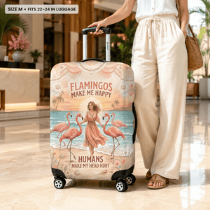 Flamingo Luggage Cover, Tropical Suitcase Cover for Women, Pink Flamingo Travel Accessory, Funny Beach Suitcase Protector, Traveler Gift - FlamingoAholic