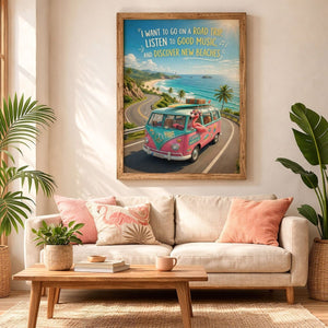 Flamingo Wanderlust Road Trip Poster – Pink Beach Travel Wall Art - FlamingoAholic