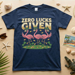 Leprechaun Flamingo Zero Lucks Given St. Patrick's Day T-Shirt - Funny Irish Beer Party Tee for Her - FlamingoAholic