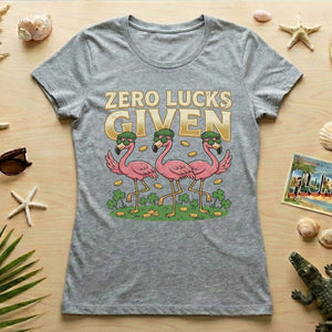 Leprechaun Flamingo Zero Lucks Given St. Patrick's Day T-Shirt - Funny Irish Beer Party Tee for Her - FlamingoAholic