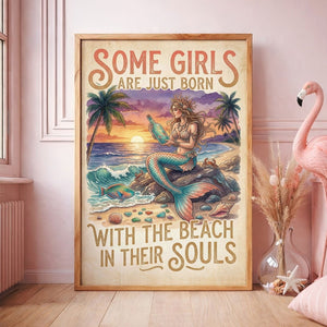 Mermaid Beach Soul Poster – Tropical Sunset Ocean Wall Art - FlamingoAholic