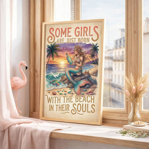 Mermaid Beach Soul Poster – Tropical Sunset Ocean Wall Art - FlamingoAholic