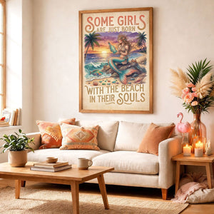 Mermaid Beach Soul Poster – Tropical Sunset Ocean Wall Art - FlamingoAholic