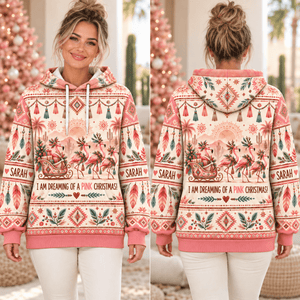 Personalized Boho Pink Christmas Flamingo Sweater & Hoodie - FlamingoAholic