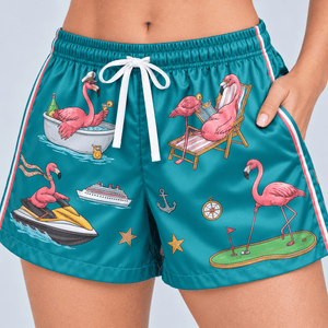 Personalized Cruisin' with My Flock Flamingo Cruise Satin Pajama Set for Women - FlamingoAholic