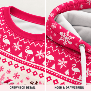Personalized Dreaming of a Pink Christmas Flamingo Sweater & Hoodie - FlamingoAholic