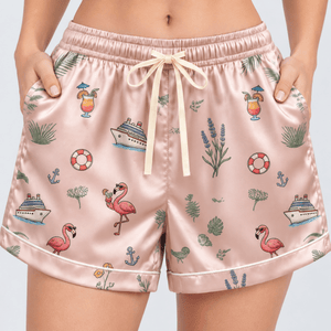 Personalized Flamingo Cruise-Bound Satin Pajama Set for Women - FlamingoAholic