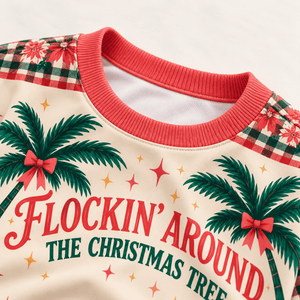 Personalized Flockin’ Around The Christmas Tree Flamingo Sweater & Hoodie - FlamingoAholic