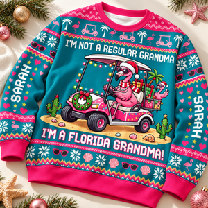 Personalized I’m Not A Regular Grandma I’m A Florida Grandma Flamingo Sweater & Hoodie - FlamingoAholic
