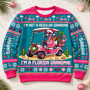 Personalized I’m Not A Regular Grandma I’m A Florida Grandma Flamingo Sweater & Hoodie - FlamingoAholic
