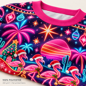 Personalized Neon Pink Christmas Flamingo Sweater & Hoodie - FlamingoAholic