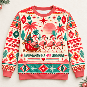 Personalized Pink Christmas Flamingo Sweater & Hoodie - FlamingoAholic