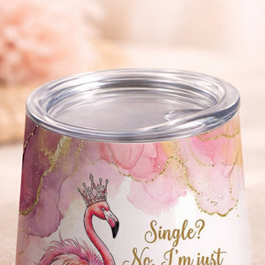 Personalized Queen Flamingo Wine Tumbler - Funny Single Woman Gift - FlamingoAholic
