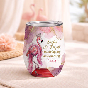 Personalized Queen Flamingo Wine Tumbler - Funny Single Woman Gift - FlamingoAholic