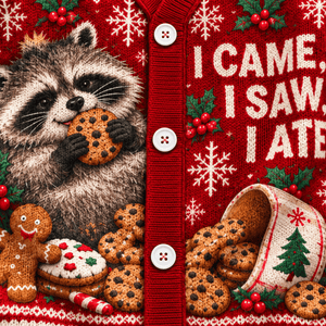 Personalized Raccoon Christmas Knitted Sweater & Cardigan – Cookie Lover - FlamingoAholic