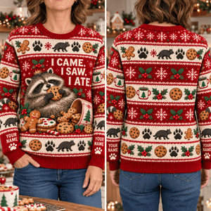 Personalized Raccoon Christmas Knitted Sweater & Cardigan – Cookie Lover - FlamingoAholic