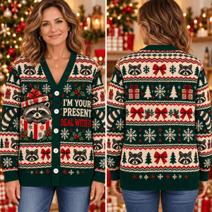 Personalized Raccoon Christmas Knitted Sweater & Cardigan – I'm Your Present - FlamingoAholic