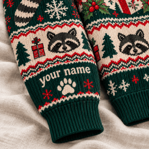 Personalized Raccoon Christmas Knitted Sweater & Cardigan – I'm Your Present - FlamingoAholic