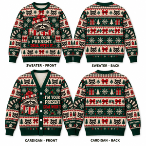 Personalized Raccoon Christmas Knitted Sweater & Cardigan – I'm Your Present - FlamingoAholic