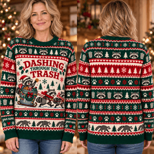 Personalized Raccoon Christmas Knitted Sweater & Cardigan – Trash Sleigh - FlamingoAholic