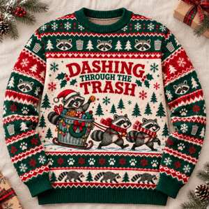 Personalized Raccoon Christmas Knitted Sweater & Cardigan – Trash Sleigh - FlamingoAholic