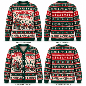 Personalized Raccoon Christmas Knitted Sweater & Cardigan – Trash Sleigh - FlamingoAholic