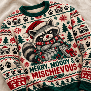 Personalized Raccoon Knitted Sweater & Cardigan – Merry, Moody & Mischievous - FlamingoAholic