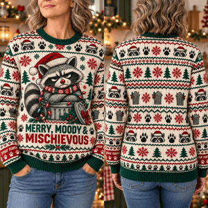 Personalized Raccoon Knitted Sweater & Cardigan – Merry, Moody & Mischievous - FlamingoAholic