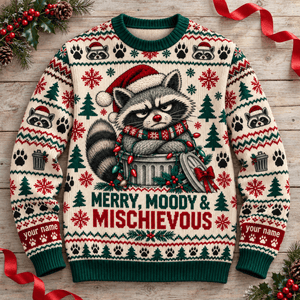 Personalized Raccoon Knitted Sweater & Cardigan – Merry, Moody & Mischievous - FlamingoAholic