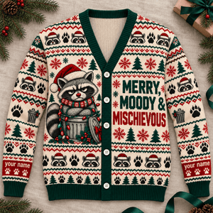 Personalized Raccoon Knitted Sweater & Cardigan – Merry, Moody & Mischievous - FlamingoAholic