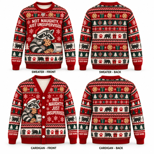 Personalized Raccoon Knitted Sweater & Cardigan – Not Naughty - FlamingoAholic