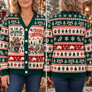 Personalized Raccoon Knitted Sweater & Cardigan – Trashy Christmas - FlamingoAholic