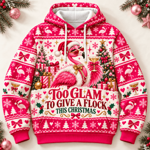 Personalized Too Glam To Give A Flock This Christmas Flamingo Sweater & Hoodie - FlamingoAholic